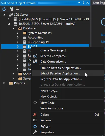 Right-click the database in SQL Server Object Explorer